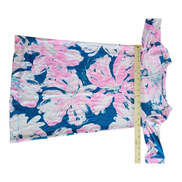 Lilly Pulitzer Girls Knit Dress Size L (8–10) Pink Blue Floral 3/4 Sleeve - Picture 5 of 7